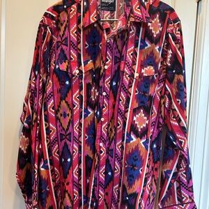 Wrangler men large vintage cowboy cut rodeo southwest shirt